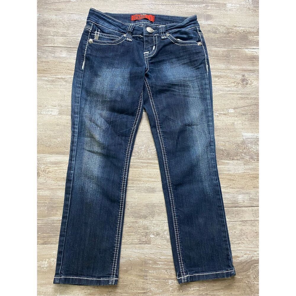Zanadi Skinny Cropped Capri Bling Jeans Juniors Size 1